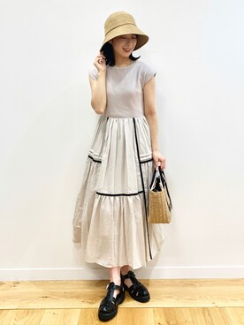 「オペークドットクリップ」｜OPAQUE.CLIPスタッフさん（レディース・158cm）の夏コーディネート