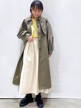 「OPAQUE.CLIP」｜「アイテム（トレンチコート）」を使った、OPAQUE.CLIPスタッフさん（レディース・158cm）の春コーディネート