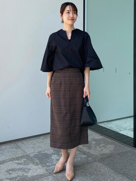 「オペークドットクリップ」｜OPAQUE.CLIPスタッフさん（レディース・158cm）の夏コーディネート