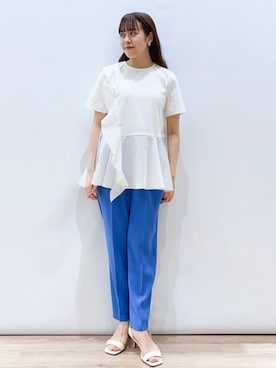 「オペークドットクリップ」｜OPAQUE.CLIPスタッフさん（レディース・158cm）の夏コーディネート