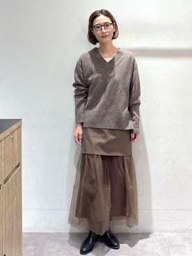 「オペークドットクリップ」｜「アイテム（ブーツ）」を使った、OPAQUE.CLIPスタッフさん（レディース・163cm）の秋コーディネート