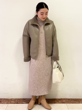 「OPAQUE.CLIP」｜「アイテム（ブルゾン）」を使った、OPAQUE.CLIPスタッフさん（レディース・155cm）の冬コーディネート