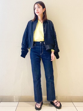 「OPAQUE.CLIP」｜「アイテム（ブルゾン）」を使った、OPAQUE.CLIPスタッフさん（レディース・158cm）の春コーディネート