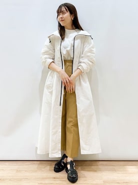 「ロング丈」｜「アイテム（ブルゾン）」を使った、OPAQUE.CLIPスタッフさん（レディース・158cm）の春コーディネート