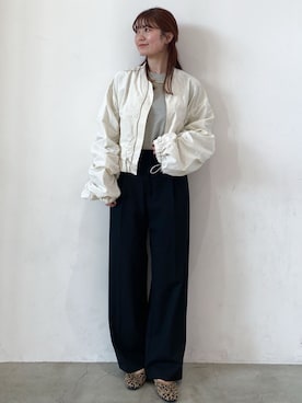 「OPAQUE.CLIP」｜「アイテム（ブルゾン）」を使った、OPAQUE.CLIPスタッフさん（レディース・156cm）の春コーディネート