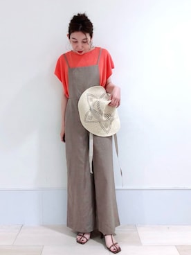 「OPAQUE.CLIP」｜「アイテム（オールインワン・サロペット）」を使った、OPAQUE.CLIPスタッフさん（レディース・160cm）の夏コーディネート