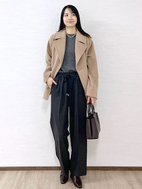 「アイテム（ピーコート）」を使った、OPAQUE.CLIPスタッフさん（レディース・174cm）の秋コーディネート