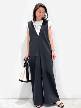 「OPAQUE.CLIP」｜「アイテム（オールインワン・サロペット）」を使った、OPAQUE.CLIPスタッフさん（レディース・159cm）の夏コーディネート