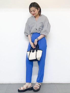 「オペークドットクリップ」｜OPAQUE.CLIPスタッフさん（レディース・158cm）の夏コーディネート