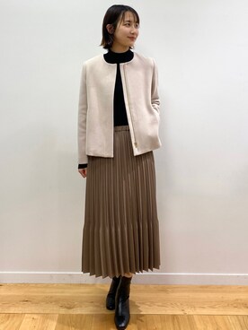 「OPAQUE.CLIP」｜「アイテム（ノーカラーコート）」を使った、OPAQUE.CLIPスタッフさん（レディース・158cm）の秋コーディネート