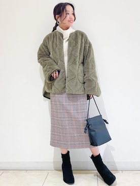 「OPAQUE.CLIP」｜「アイテム（ノーカラージャケット）」を使った、OPAQUE.CLIPスタッフさん（レディース・158cm）の秋コーディネート