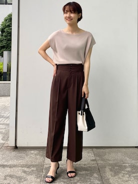 「OPAQUE.CLIP」｜「アイテム（オールインワン・サロペット）」を使った、OPAQUE.CLIPスタッフさん（レディース・158cm）の夏コーディネート