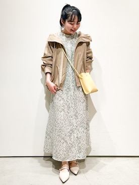 「ミニショルダー」｜「アイテム（ジャケット/アウター）」を使った、OPAQUE.CLIPスタッフさん（レディース・151cm）の春コーディネート