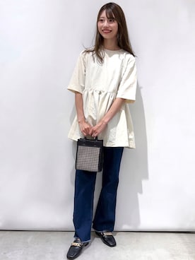 「オペークドットクリップ」｜OPAQUE.CLIPスタッフさん（レディース・158cm）の夏コーディネート