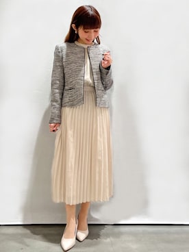 「OPAQUE.CLIP」｜「アイテム（ノーカラージャケット）」を使った、OPAQUE.CLIPスタッフさん（レディース・150cm）の冬コーディネート