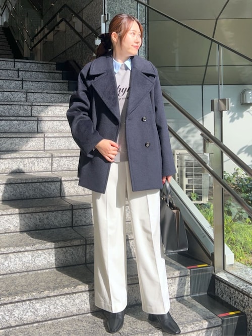 カシミヤブレンドウールミドルピーコート（ピーコート）｜OPAQUE.CLIP