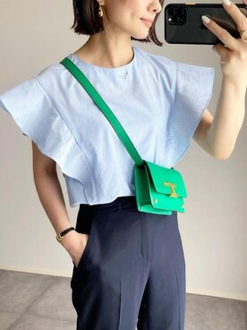 「オペークドットクリップ」｜OPAQUE.CLIPスタッフさん（レディース・158cm）の夏コーディネート