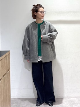 「アイテム（ノーカラーコート）」を使った、OPAQUE.CLIPスタッフさん（レディース・163cm）の秋コーディネート