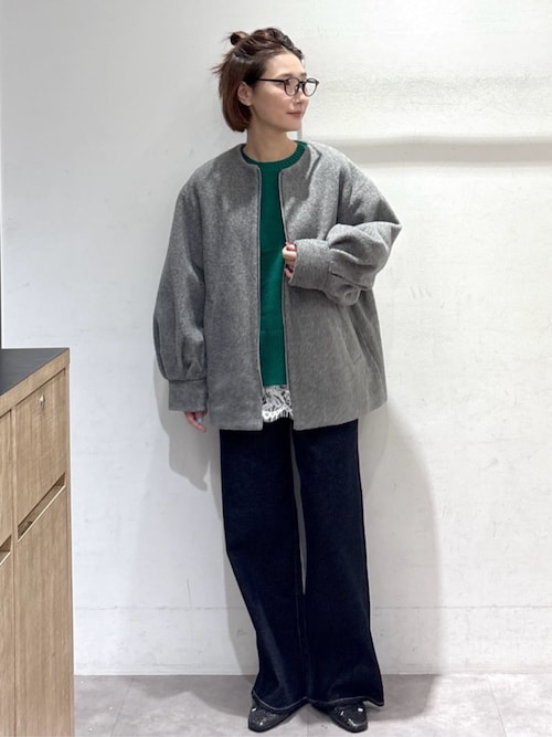 セール】もこもこノーカラージップミドルコート【洗える】（ノーカラー