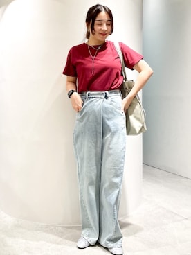 「OPAQUE.CLIP（オペークドットクリップ）のアイテム（デニムパンツ）」を使った、OPAQUE.CLIPスタッフさん（レディース・155cm）の秋コーディネート