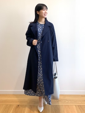 「OPAQUE.CLIP」｜「アイテム（トレンチコート）」を使った、OPAQUE.CLIPスタッフさん（レディース・158cm）の春コーディネート