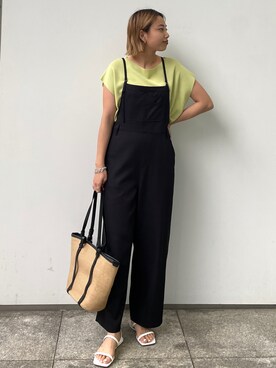 「OPAQUE.CLIP」｜「アイテム（オールインワン・サロペット）」を使った、OPAQUE.CLIPスタッフさん（レディース・158cm）の夏コーディネート