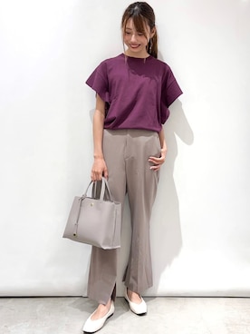 「オペークドットクリップ」｜OPAQUE.CLIPスタッフさん（レディース・158cm）の夏コーディネート