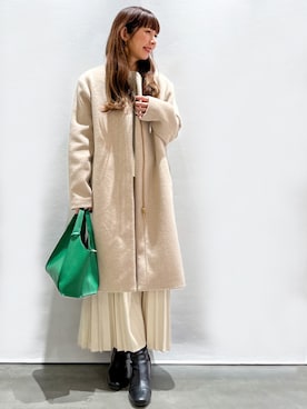 「OPAQUE.CLIP」｜「アイテム（ノーカラーコート）」を使った、OPAQUE.CLIPスタッフさん（レディース・158cm）の秋コーディネート