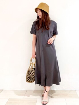 「オペークドットクリップ」｜OPAQUE.CLIPスタッフさん（レディース・158cm）の夏コーディネート