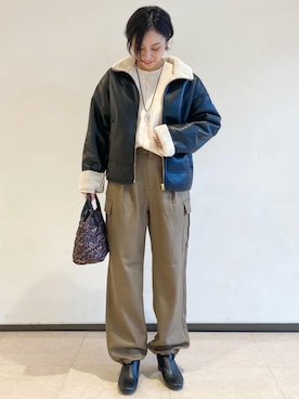 「OPAQUE.CLIP」｜「アイテム（ブルゾン）」を使った、OPAQUE.CLIPスタッフさん（レディース・160cm）の冬コーディネート