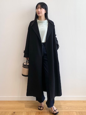 「ブラウス」｜「アイテム（ステンカラーコート）」を使った、OPAQUE.CLIPスタッフさん（レディース・158cm）の春コーディネート
