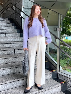 「アイテム（トートバッグ、シルバー系）」を使った、OPAQUE.CLIPスタッフさん（レディース・160cm）の秋コーディネート