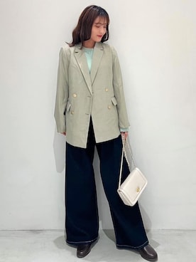 「OPAQUE.CLIP（オペークドットクリップ）のアイテム（デニムパンツ）」を使った、OPAQUE.CLIPスタッフさん（レディース・160cm）の秋コーディネート