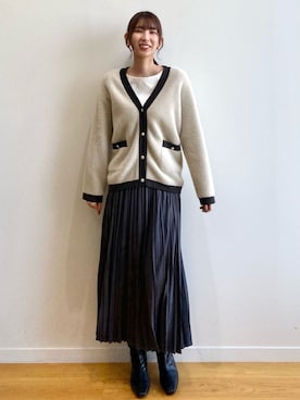 「オペークドットクリップ」｜「アイテム（ブーツ）」を使った、OPAQUE.CLIPスタッフさん（レディース・166cm）の秋コーディネート