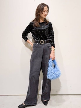 「OPAQUE.CLIP（オペークドットクリップ）のアイテム（デニムパンツ）」を使った、OPAQUE.CLIPスタッフさん（レディース・157cm）の秋コーディネート