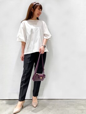 「オペークドットクリップ」｜OPAQUE.CLIPスタッフさん（レディース・158cm）の夏コーディネート