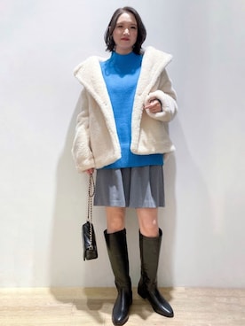 「OPAQUE.CLIP」｜「アイテム（チェスターコート）」を使った、OPAQUE.CLIPスタッフさん（レディース・158cm）の冬コーディネート