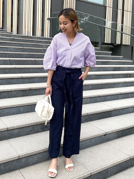 「オペークドットクリップ」｜OPAQUE.CLIPスタッフさん（レディース・158cm）の夏コーディネート