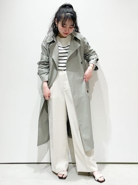 「OPAQUE.CLIP」｜「アイテム（トレンチコート）」を使った、OPAQUE.CLIPスタッフさん（レディース・158cm）の春コーディネート