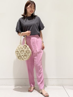 「サークルバッグ」｜OPAQUE.CLIPスタッフさん（レディース・158cm）の夏コーディネート