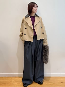 「アイテム（トレンチコート）」を使った、OPAQUE.CLIPスタッフさん（レディース・158cm）の秋コーディネート