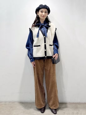 「アイテム（ポーチ）」を使った、OPAQUE.CLIPスタッフさん（レディース・156cm）の秋コーディネート