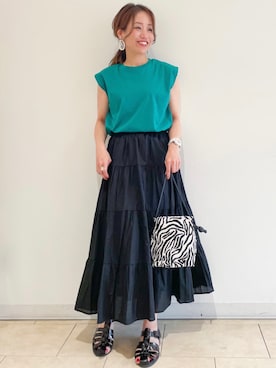 「オペークドットクリップ」｜OPAQUE.CLIPスタッフさん（レディース・158cm）の夏コーディネート