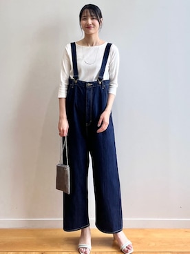 「OPAQUE.CLIP」｜「アイテム（オールインワン・サロペット）」を使った、OPAQUE.CLIPスタッフさん（レディース・174cm）の夏コーディネート