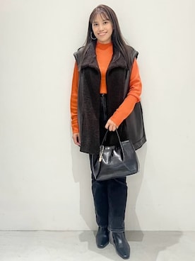 「OPAQUE.CLIP（オペークドットクリップ）のアイテム（デニムパンツ）」を使った、OPAQUE.CLIPスタッフさん（レディース・152cm）の秋コーディネート