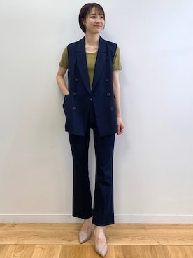 「オペークドットクリップ」｜OPAQUE.CLIPスタッフさん（レディース・158cm）の夏コーディネート