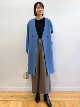 「OPAQUE.CLIP」｜「アイテム（ノーカラーコート）」を使った、OPAQUE.CLIPスタッフさん（レディース・158cm）の秋コーディネート