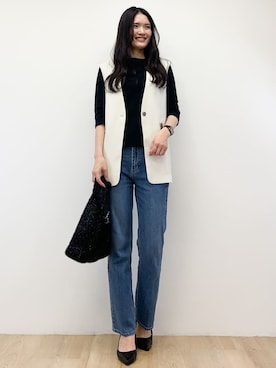 「OPAQUE.CLIP（オペークドットクリップ）のアイテム（デニムパンツ）」を使った、OPAQUE.CLIPスタッフさん（レディース・170cm）の秋コーディネート