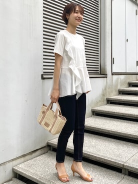 「オペークドットクリップ」｜OPAQUE.CLIPスタッフさん（レディース・158cm）の夏コーディネート