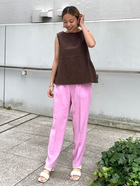 「オペークドットクリップ」｜OPAQUE.CLIPスタッフさん（レディース・158cm）の夏コーディネート